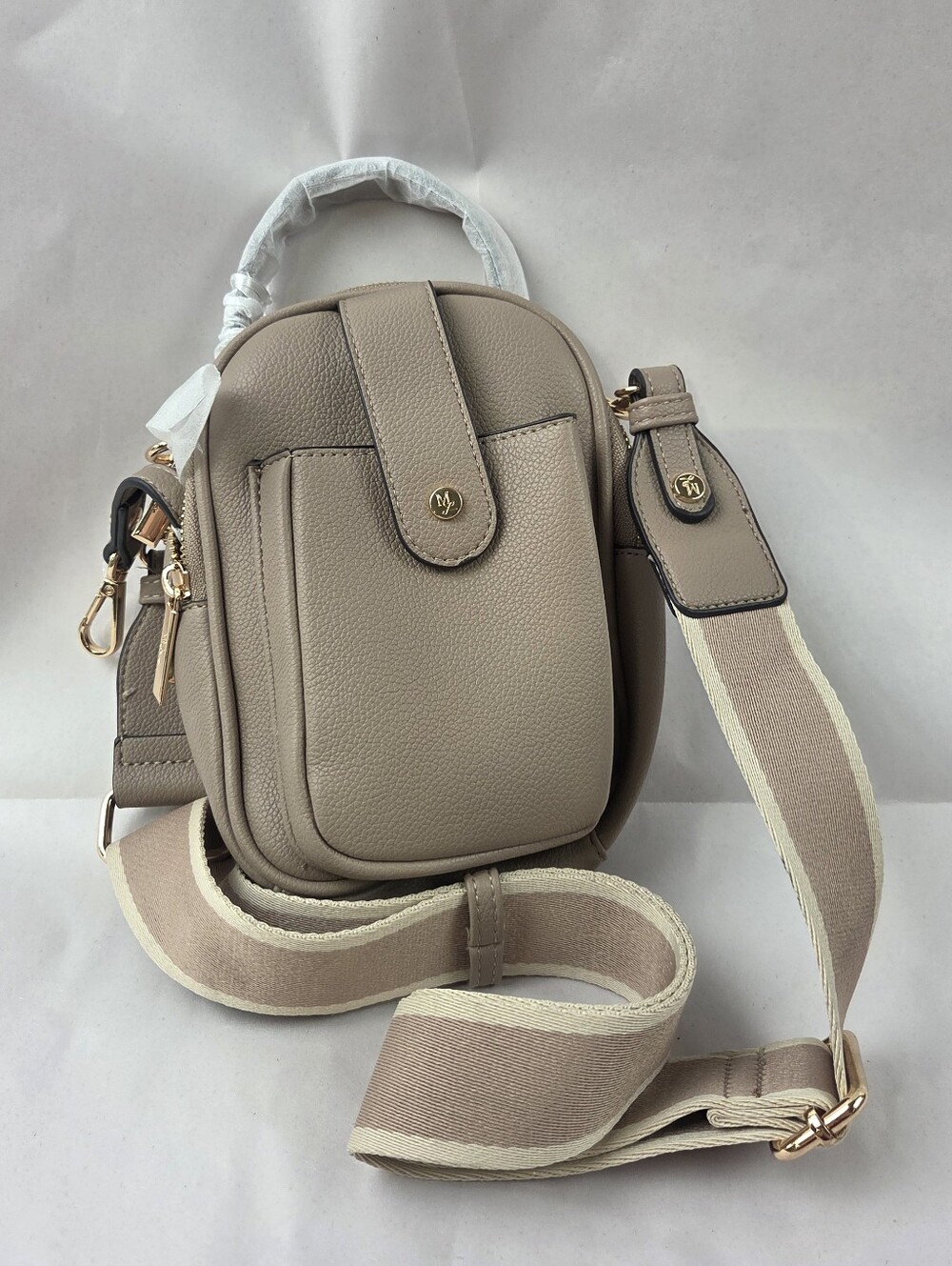 Mali + Lili GAIL Phone Crossbody Bag with Dual Straps Taupe Vegan Leather